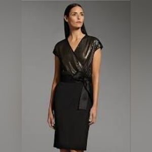 Narciso Rodriguez Black Sequin V-Neck Dress Size M